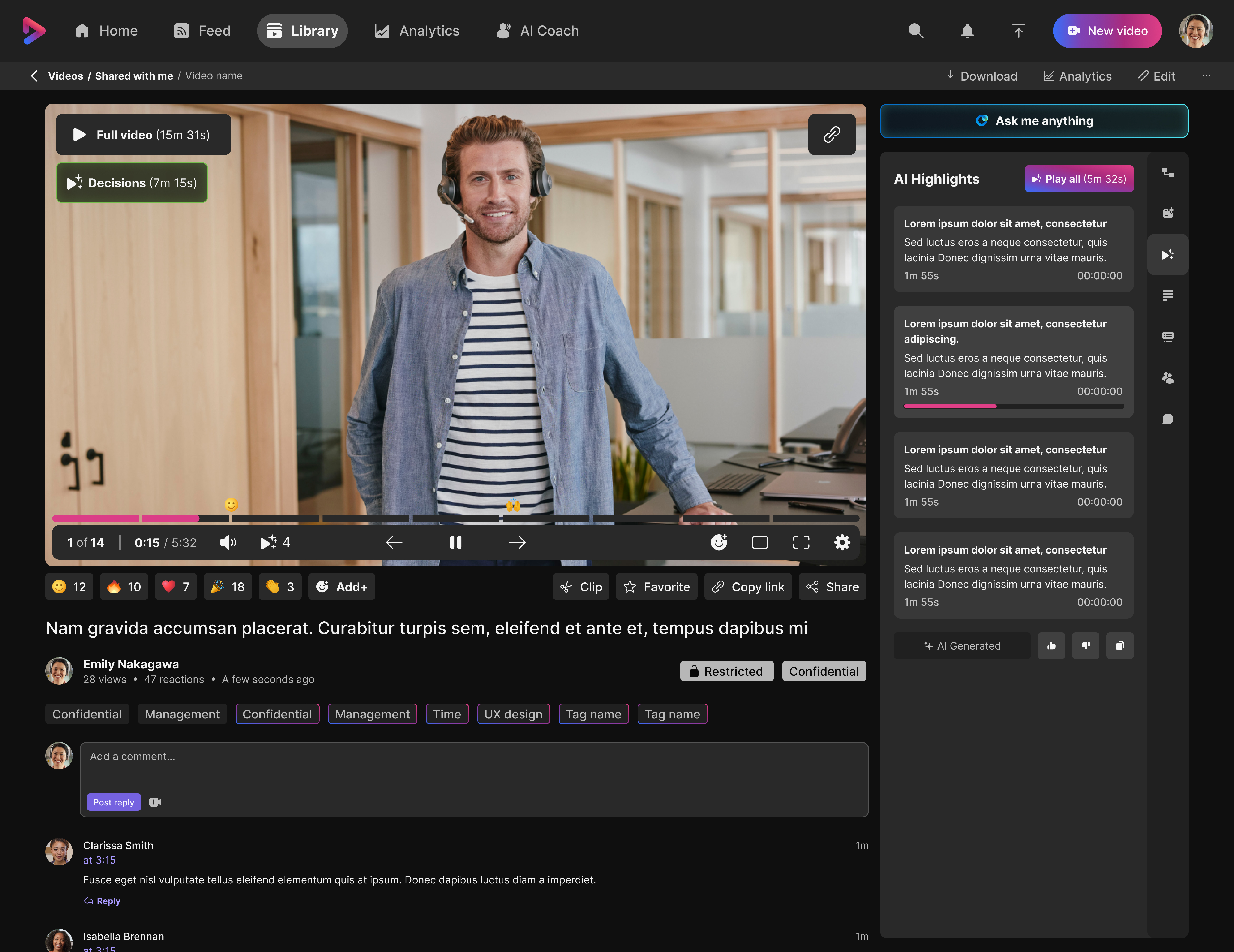 Vidcast — Playback with AI Highlights