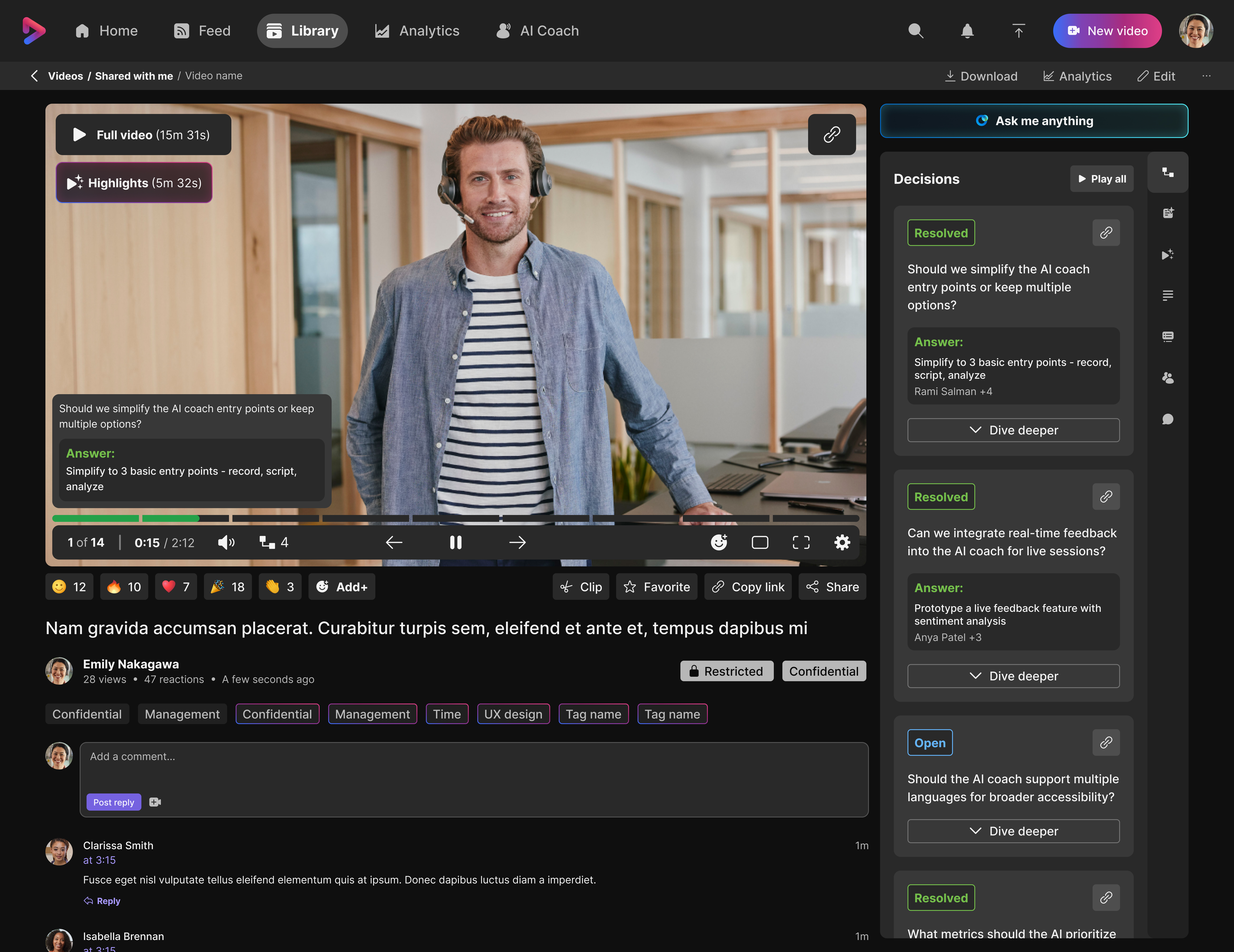 Vidcast — Playback with Sharing Controls